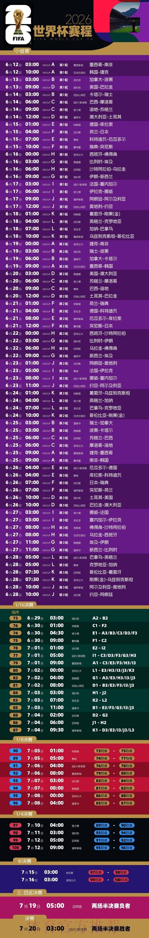 2026世界杯直播今日比赛时间表怎么看 2026世界杯直播今日比赛时间表怎么看